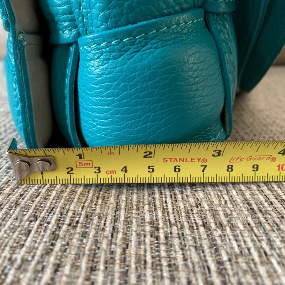 Chiara Ferretti Italy Leather Flap Over Woven Crossbody  Handbag Turquoise - Picture 15 of 16